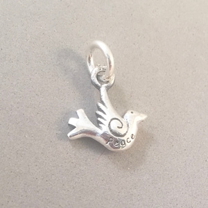COLOMBA DELLA PACE .925 Argento Sterling Piccolo Ciondolo 3D Uccello Passero Fede Cristiana Nuovo bi24