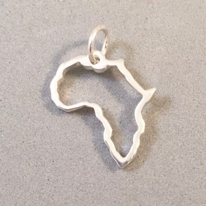 AFRICA OUTLINE .925 Sterling Silver Charm Pendant Light Open Map Shape Continent Travel Tourist New TZ01