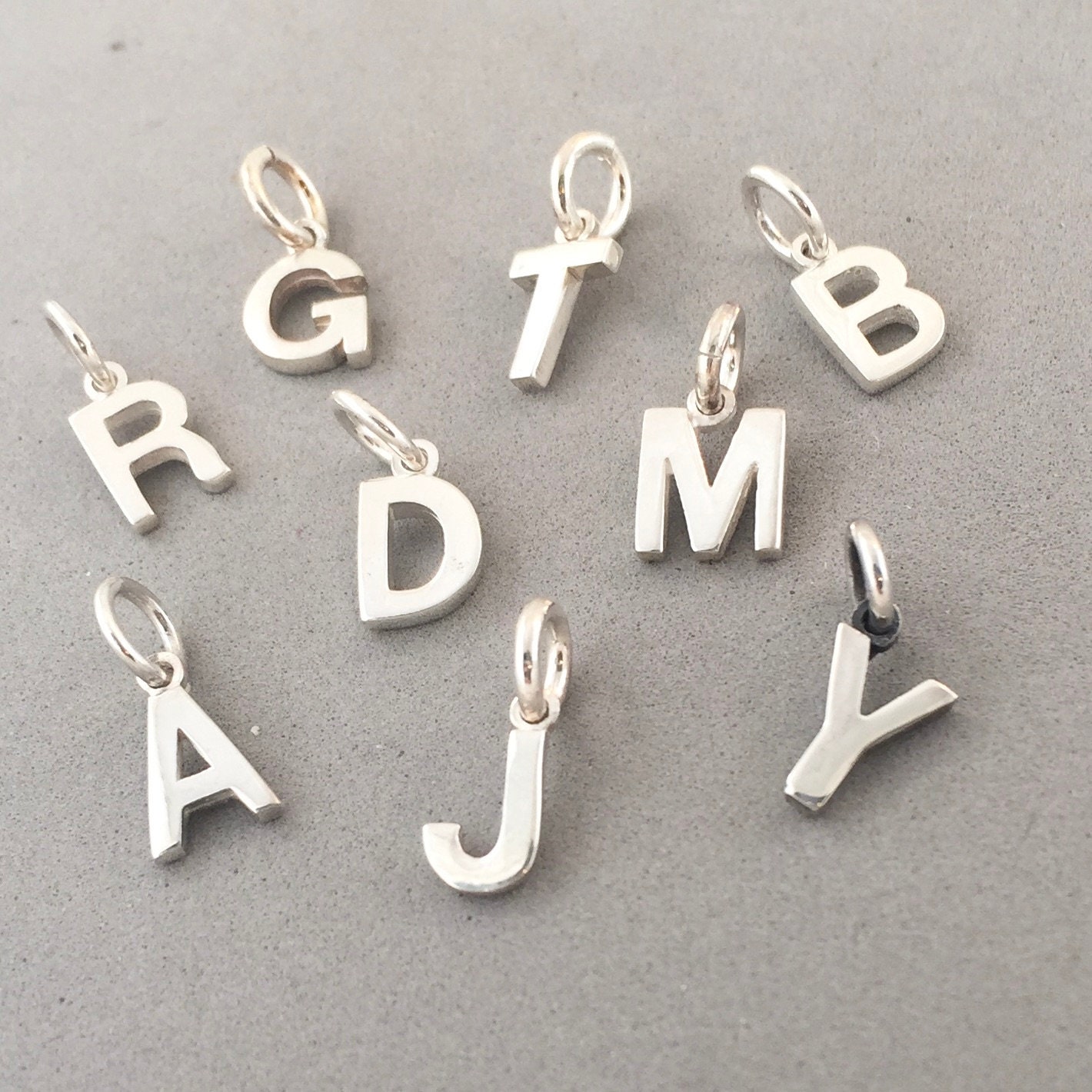 ALPHABET SMALL .925 Sterling Silver Charm Pendant Letter Initial