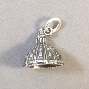 ST. PETER'S BASILICA Dome .925 Sterling Silver 3-D Charm Pendant Rome Italy Vatican Capital State Church New ti24