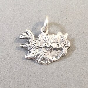 Carte de l'île (Islande) Pendentif à breloques en argent sterling 925, lagon bleu de Reykjavik, volcan Hekla TN12