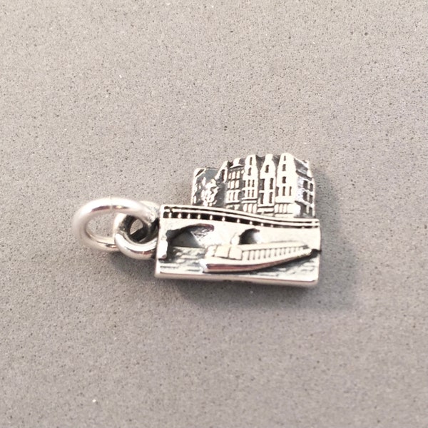 AMSTERDAM CANAL BOAT .925 Sterling Silver Small Charm Pendant Holland Netherlands Europe Travel Souvenir New td02