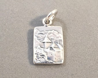 MONTREUX .925 Sterling Silver 3-D Charm Pendant Chillon Castle Alps lake Geneva Switzerland Souvenir Europe New ts06