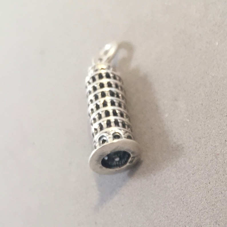 Silver Pewter Leaning Tower Of Pisa Charm - Italy Souvenir Bell Tower Charm For Jewelry Making