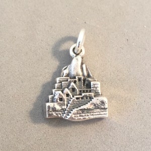 MACHU PICCHU .925 Ciondolo in argento sterling con ciondolo, Perù, città Inca di Cusco, vista ravvicinata del tempio, souvenir da viaggio, nuovo tm18