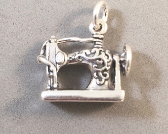 925 Sterling Silver Sew Thread Clothing Crafts Stitch NEW Sewing Machine Charm 925 Sterling Silver Sew Thread Clothing Crafts Stitch NEW Sewing Machine Charm