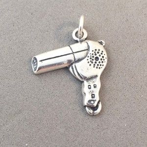 High Polish 925 Sterling Silver Hair Stylist Hair Blow Dryer Pendant Necklace