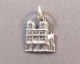 NOTRE DAME De Paris Cathedral Facade .925 Sterling Silver Charm Pendant ...