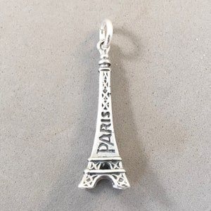 EIFFEL TOWER PARIS .925 Sterling Silver 3-D Charm Pendant France Souvenir New tf49