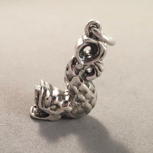 SEA SERPENT .925 Sterling Silver 3-D Charm Pendant Monster Fish Statue Detailed Fantasy Fairytale Mythical Animal Chinese New nt61