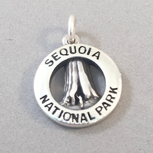 SEQUOIA National Park .925 Sterling Silver Charm Pendant Tree Trunk and Person Waving California General Sherman Grant Giant New 925 np67