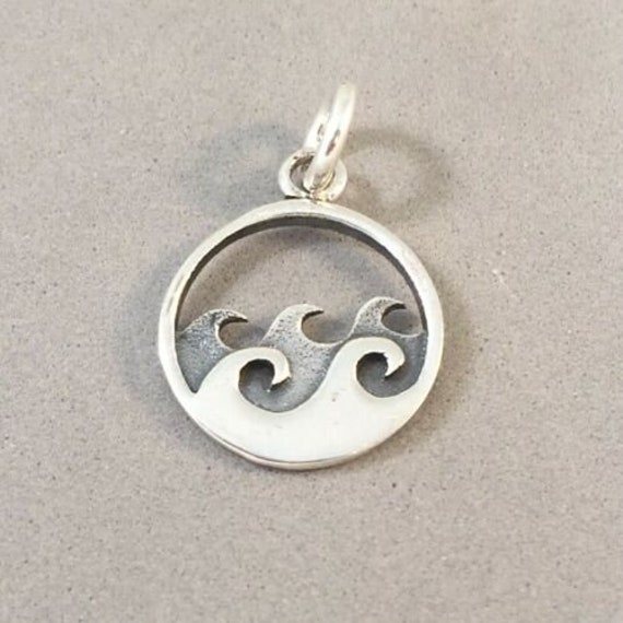 Silver wave charm sale