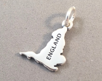 ENGLAND MAP .925 Sterling Silver Charm Pendant London Manchester Birmingham Liverpool great Britain UK Europe Country Souvenir New ct18-en