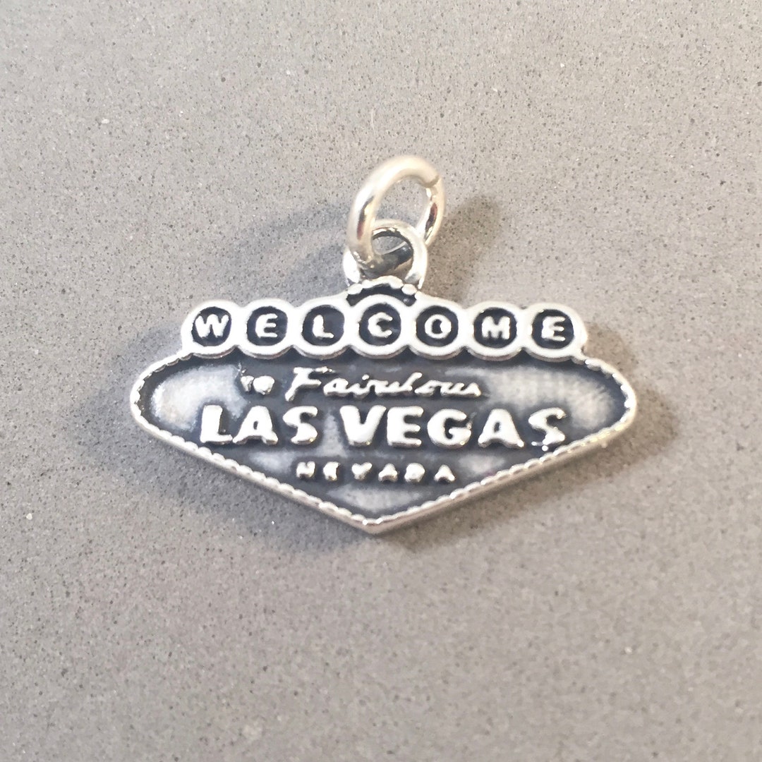 LAS VEGAS .925 Sterling Silver Double Sided Charm Pendant Etsy