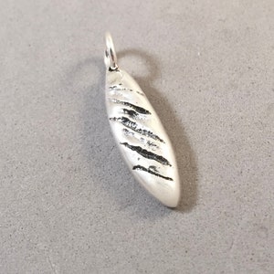 FRENCH BREAD .925 Sterling Silver 3-D Charm Pendant Loaf of Bread Baguette France Bakery Bake Food Kitchen Chef Cook New kt49