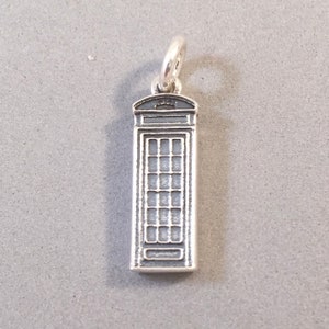 BRITISH TELEPHONE BOOTH .925 Sterling Silver 3-D Charm Pendant London United Kingdom England Box Kiosk Call Red New tb13