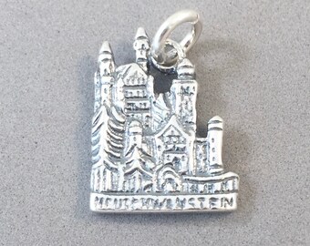 NEUSCHWANSTEIN CASTLE .925 Sterling Silver 3-D Charm Pendant Europe Fussen Germany Fairytale Bavaria Munich New tg09