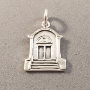 FRONT DOOR .925 Sterling Silver Small Charm Pendant Brownstone Apartment Building Porch Stairs House Home Real Estate New hm05