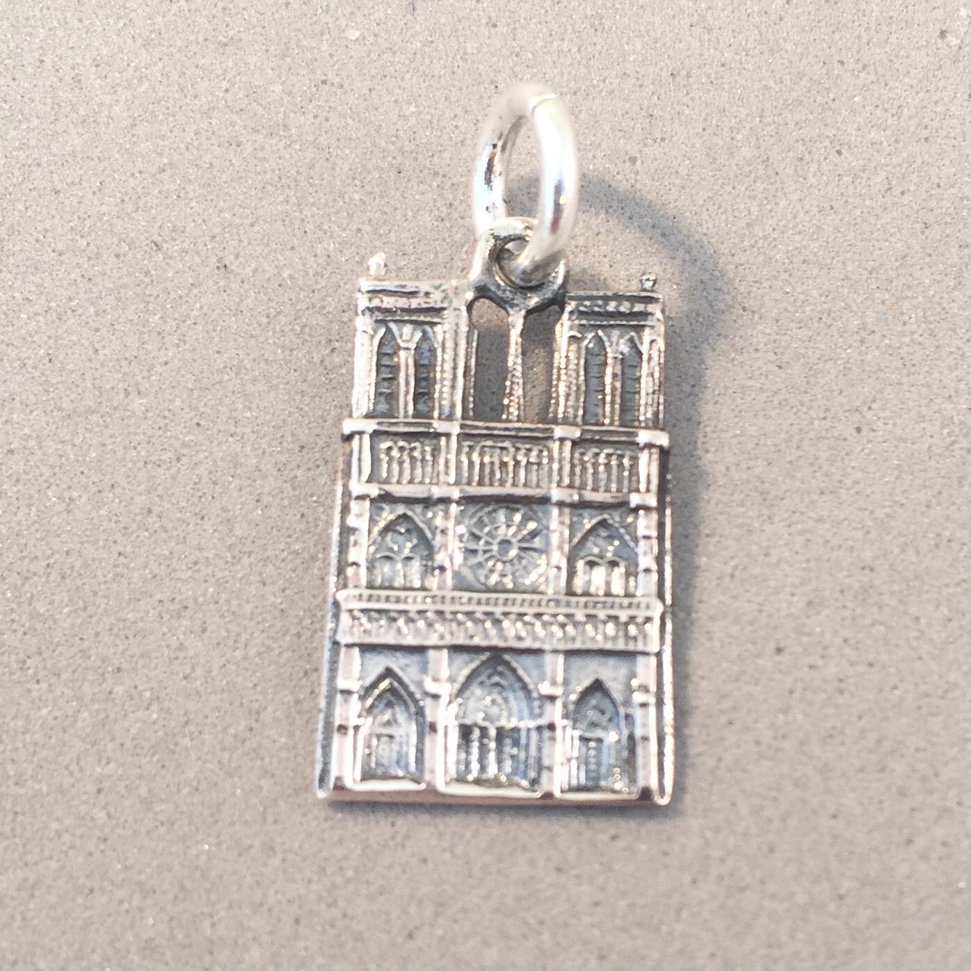 NOTRE DAME De Paris Cathedral Facade .925 Sterling Silver Charm Pendant ...
