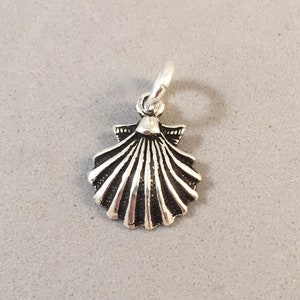 SCALLOP SHELL .925 Sterling Silver Charm Pendant Beach Ocean Nautical New NT62