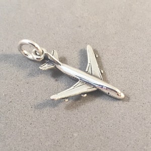 Passenger AIRPLANE Small .925 Sterling Silver 3-D Charm Pendant Jet Airliner Plane  New vh01