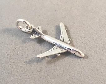 Mireval Sterling SIlver 3D Polished Airplane Pendant 