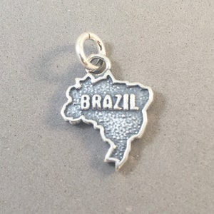 Sale! BRAZIL MAP .925 Sterling Silver Charm Pendant Outline Shape Word Country South America Sao Paulo Rio Tourist Travel Places New ct01br