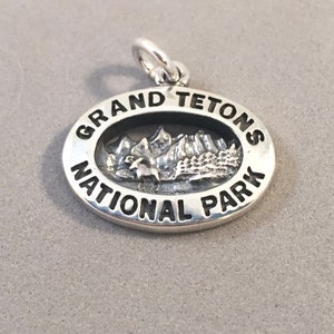 GRAND TETONS National Park .925 Sterling Silver Charm Pendant Wyoming Moose Travel Souvenir New np76