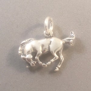 BUCKING BRONCO .925 Sterling Silver 3-D Charm Pendant Mare Stallion Horse Horseback Riding Equestrian New an31