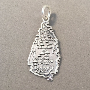 SAINT LUCIA .925 Sterling Silver Charm Pendant Map Caribbean Souvenir Island Country New TR24