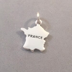 FRANKREICH KARTE .925 Sterling Silber Charm Anhänger Europa Paris Marseille Nizza Bretagne Normandie Land Souvenir New ct18-fr