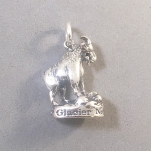 GLACIER MOUNTAIN GOAT .925 Sterling Silver 3-D Charm Pendant National Park Montana Goat on Rocks Canada Travel New pm15