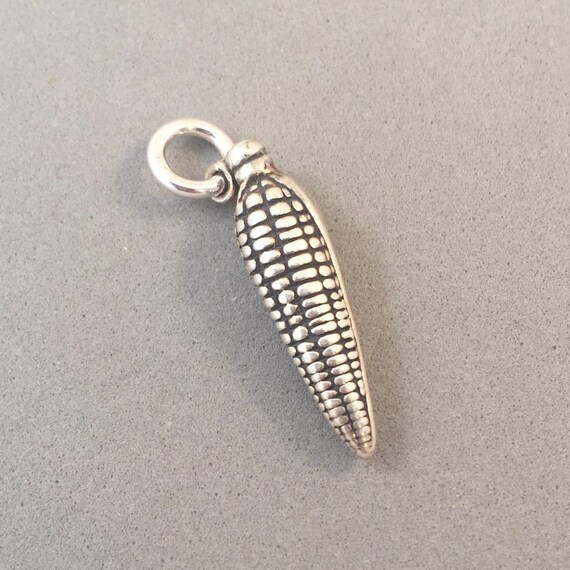 CORN on the COB .925 Sterling Silver 3-D Charm Pendant Ear of | Etsy