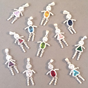 BIRTHSTONE BABY Sterling Silver Boy Girl Pendant Charm Brat Mother Mom Grandmother Necklace .925 Sterling Silver New