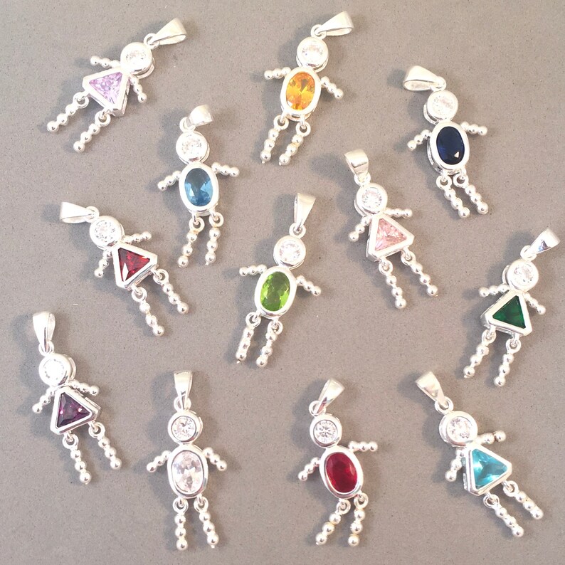 BIRTHSTONE BABY Sterling Silver Boy Girl Pendant Charm All Etsy