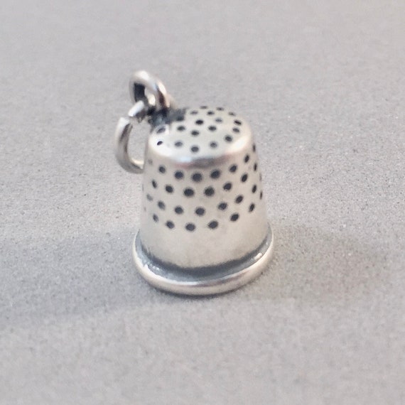 Sewing Thimble Charm 925 Sterling Silver Pendant 3d Crafts Hobby Seamstress