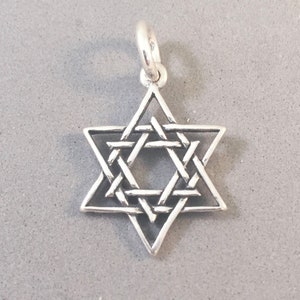 Interlaced STAR OF DAVID .925 Sterling Silver Charm Pendant Faith Religion Jewish New fa05