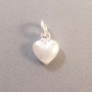 Tiny PUFFY HEART .925 Sterling Silver Charm Pendant Love Valentine Sweet Little Shiny High Polish New HL19