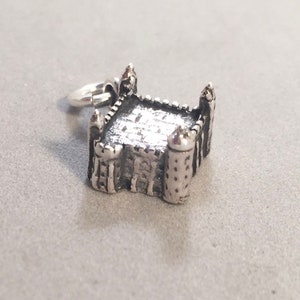 TOWER Of LONDON Small .925 Sterling Silver 3-D Charm Pendant UK Royal Palace Bloody White Crown Jewels England British Souvenir New tb04