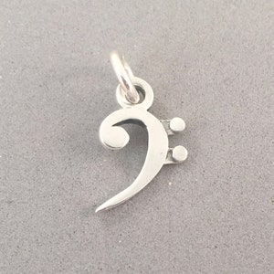 BASS CLEF .925 Sterling Silver 3-D Charm Pendant Sheet Music Score Band New HB02