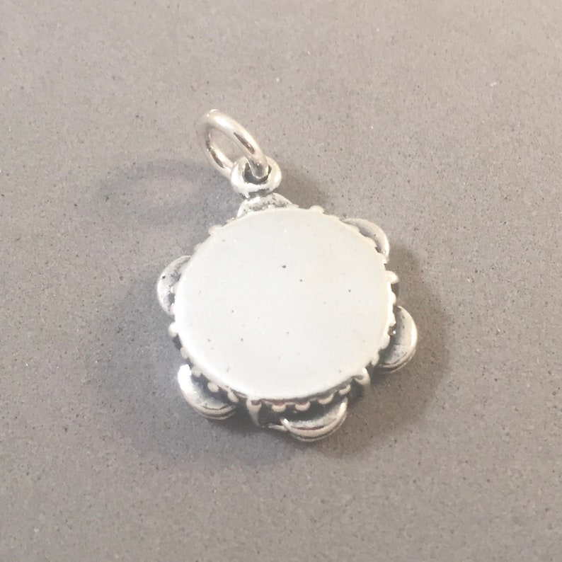 TAMBOURINE .925 Sterling Silver 3D Charm Pendant Music Choir Etsy