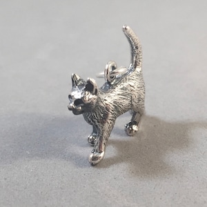 Vandrande katt 3D .925 sterlingsilver berlockhänge kattunge kattunge husdjur detaljerad katt ny AN13