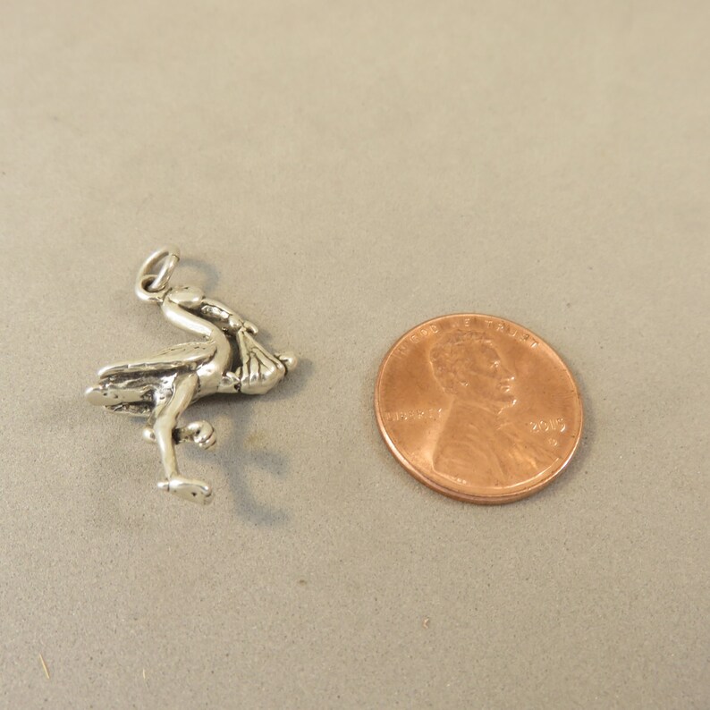 Sterling Silver 3-D STORK WITH BABY Charm Pendant Bird Nursery Newborn nfant Child Shower New Mom Pregnant .925 Sterling Silver New ba27