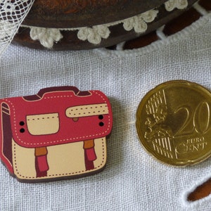 Bouton en Bois Cartable col Rouge