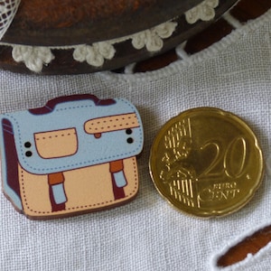 Bouton en Bois Cartable col Bleu