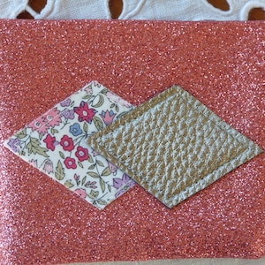 Porte carte bancaire tissus pailleté rose