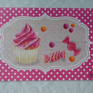 Carte cup cake,bonbon pour cartonnage ou encadrement