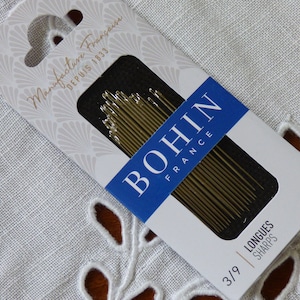 Bohin France embroidery needles 3-9 long - running sewing