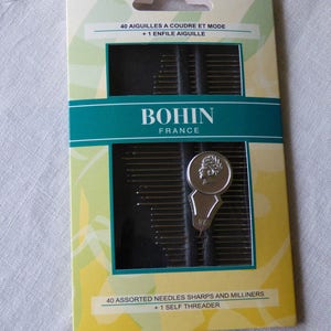 40 Sewing and fashion needles + 1 BOHIN needle threader