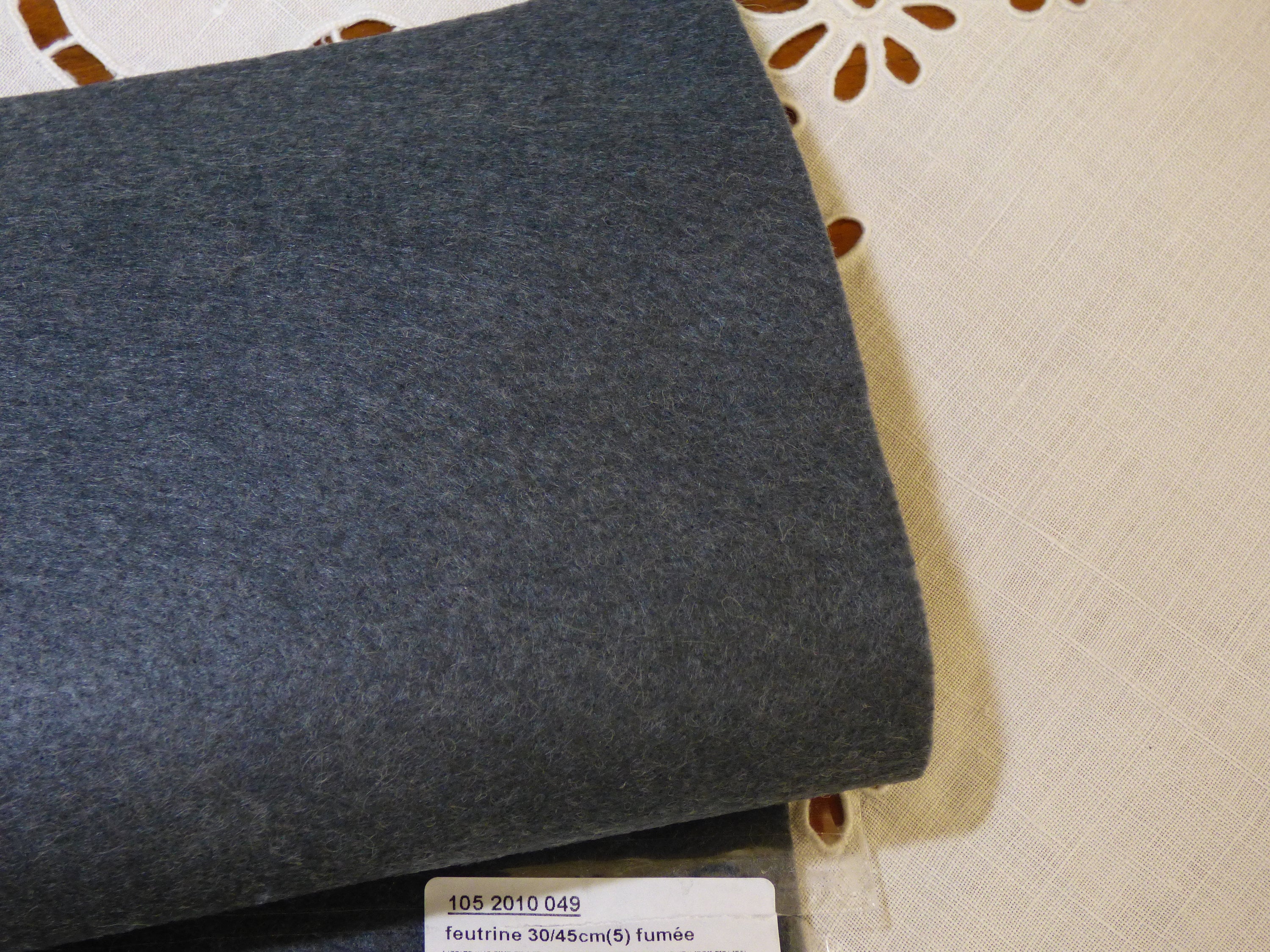 Smoke blue grey folding wood placemats : 12 x 18 - hand stained, shimmering  gloss finish, gold metallic accents, felt backing